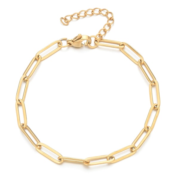  And Lovely 14K Gold Plated Bold Chain Link Bracelet - Oval Link  Stretch Bracelet for Women (Gold): Clothing, Shoes & Jewelry