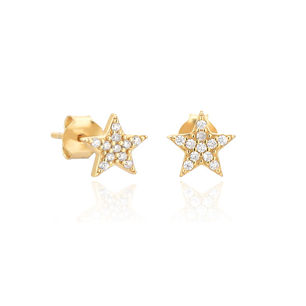 Gold pavé crystal star stud earrings