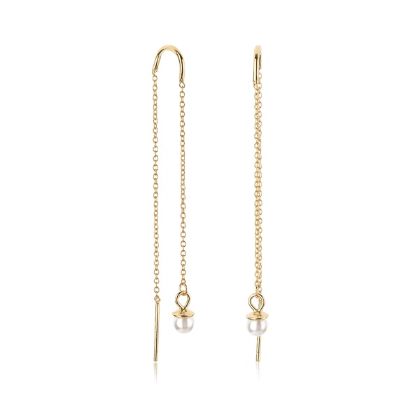 Gold pearl threader earrings