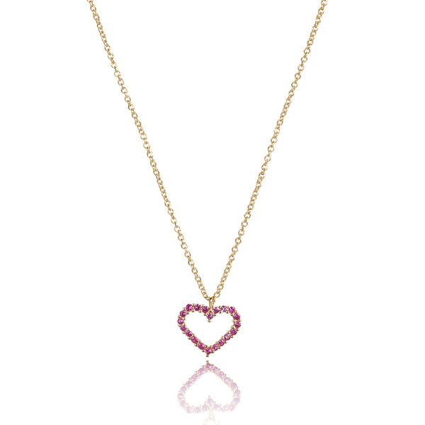 Pink Sapphire Heart Necklace - nature shiny