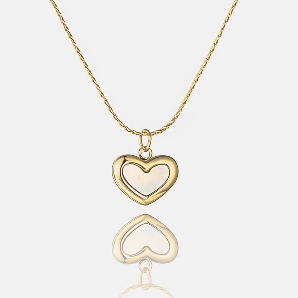 Gold shell heart pendant necklace details