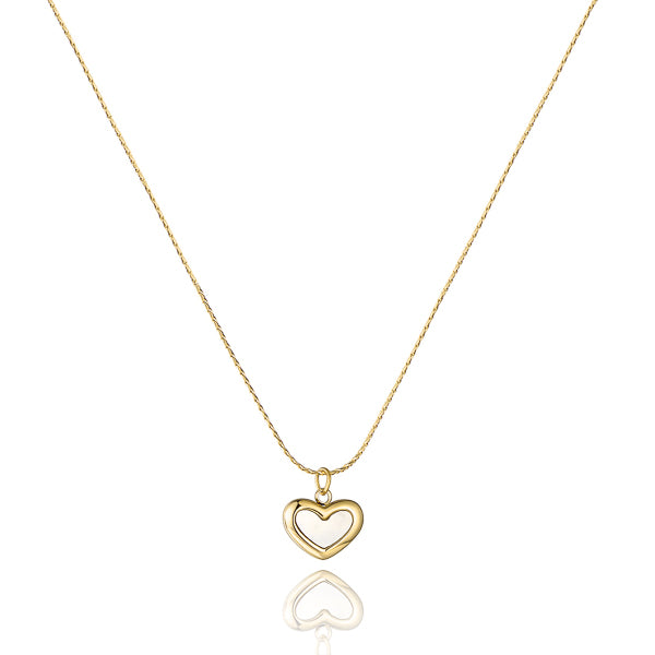 Gold shell heart pendant necklace