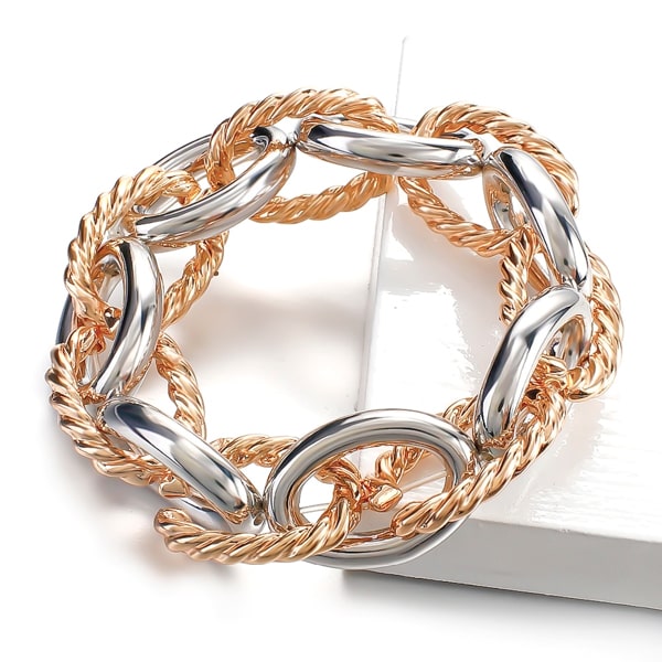 Gold & silver chunky designer bracelet close up details
