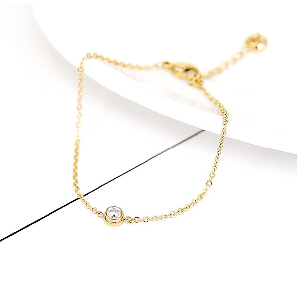Gold simple crystal ankle bracelet details