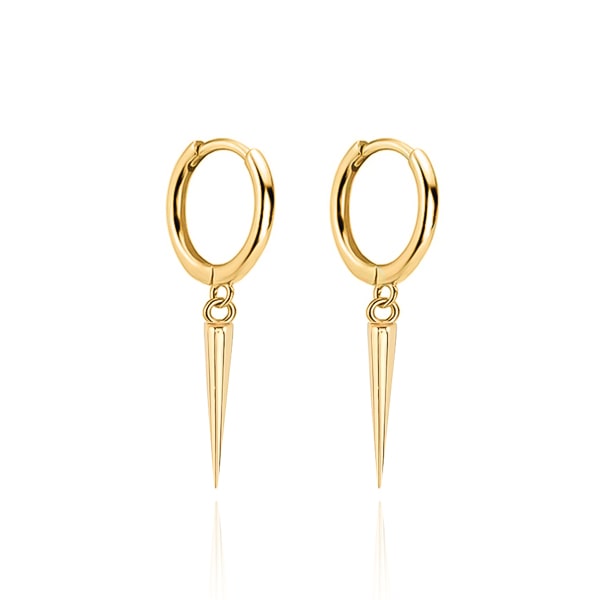 Gold single spike hoop earrings