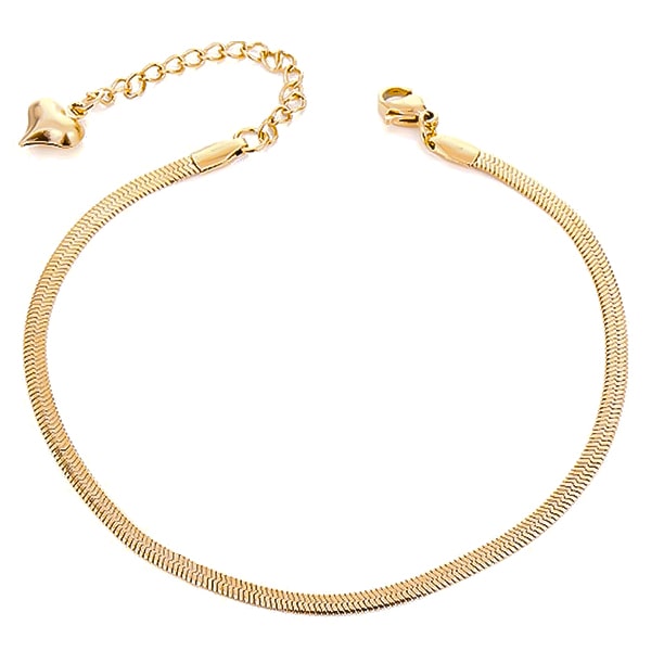 Gold snake chain anklet on a white background