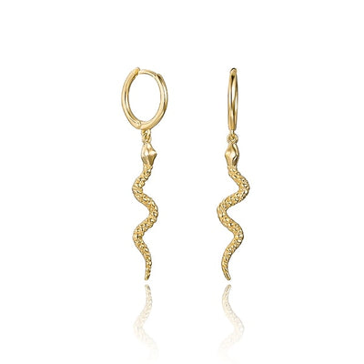 Gold snake drop earrings