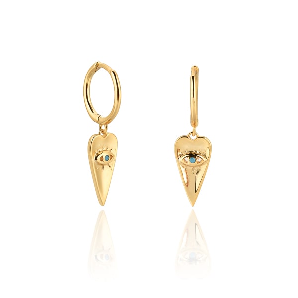 Gold spear of luck huggie hoop earrings