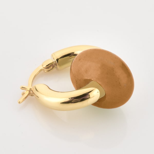 Gold topaz hoop earrings detail