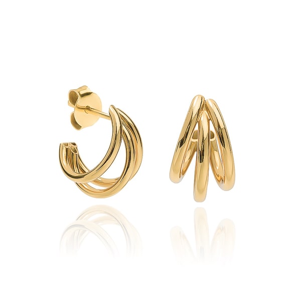 Gold triple hoop earrings