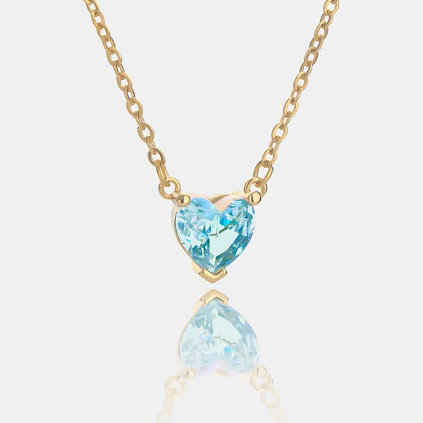 Gold turquoise crystal heart necklace details