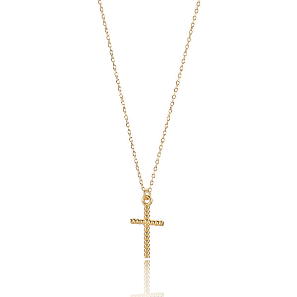 Twisted gold cross pendant necklace