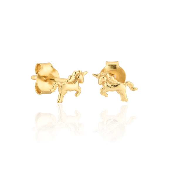 Gold unicorn stud earrings