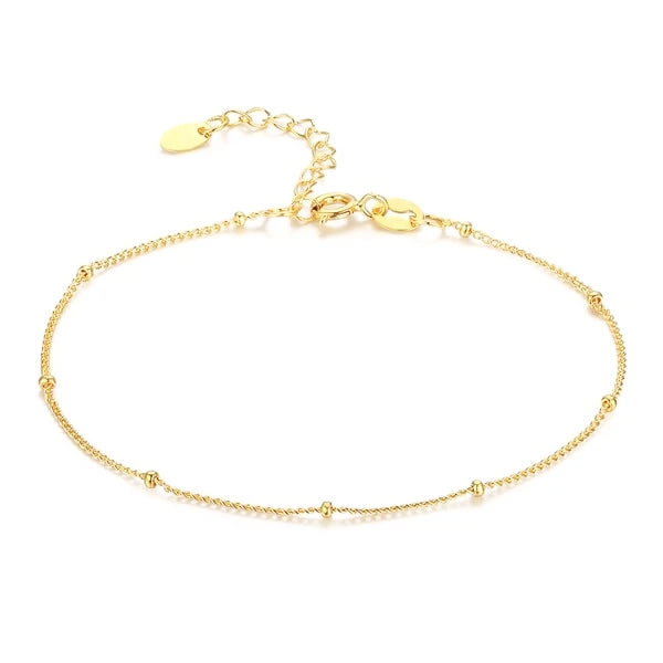 Gold vermeil beaded chain anklet