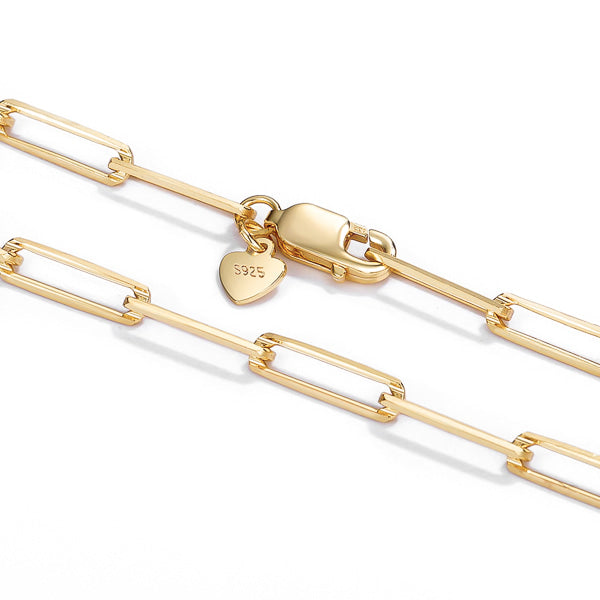 Gold vermeil paperclip chain necklace details