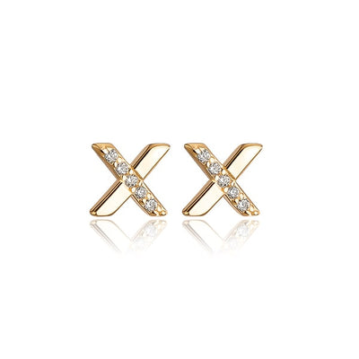 Gold X Stud Earrings