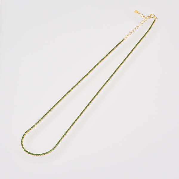 Green gold tennis chain choker necklace
