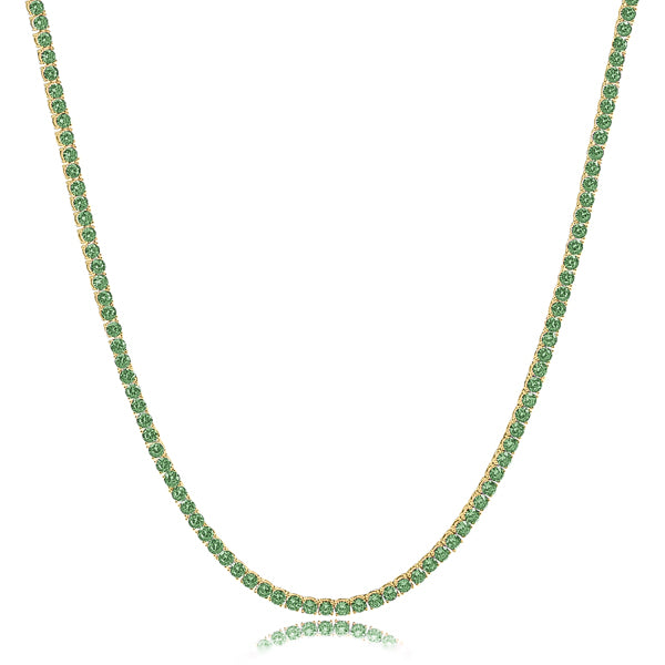 Gold green tennis choker necklace
