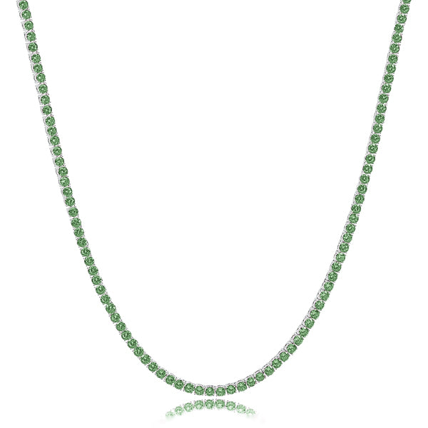 Silver green tennis choker necklace