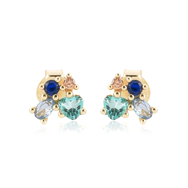 Green crystal cluster stud earrings