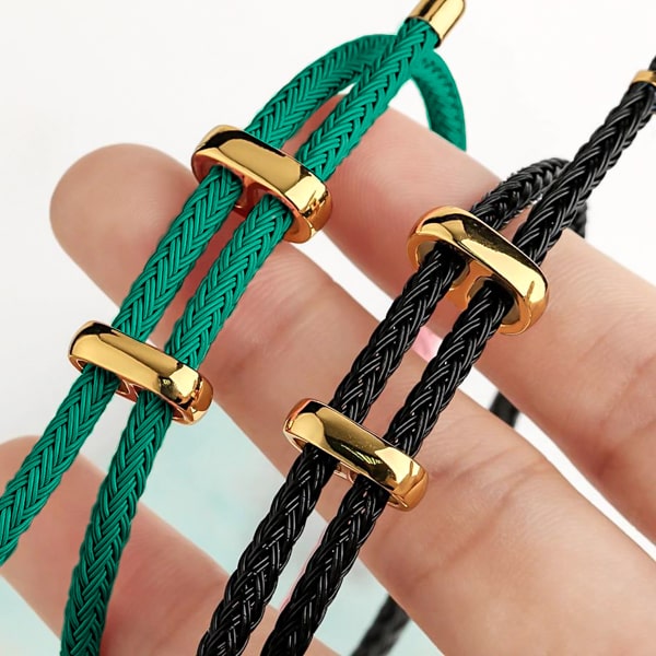Green elegant rope bracelet details
