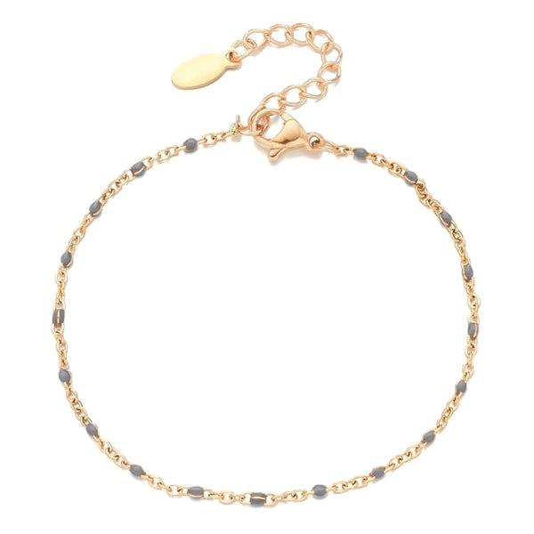 Grey beaded gold chain bracelet