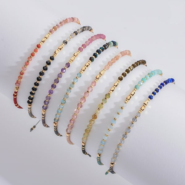 Grey colorful small beaded summer friendship bracelets