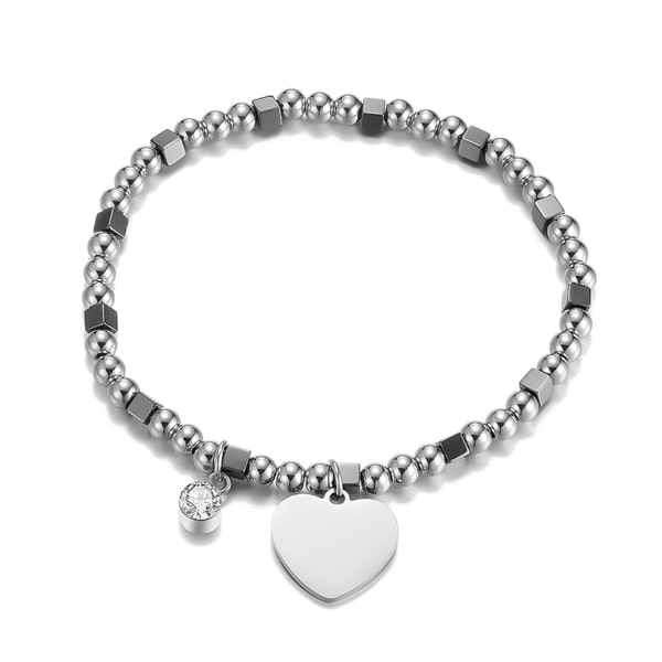 Heart bracelet made with stainless steel beads