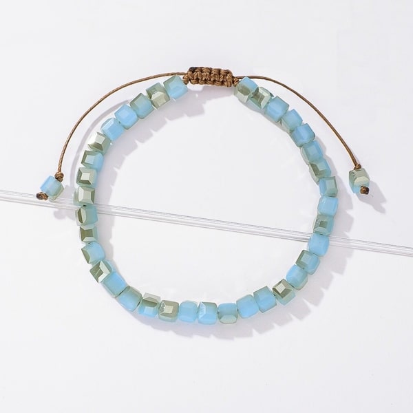 Handmade bracelet with ice blue square crystal beads