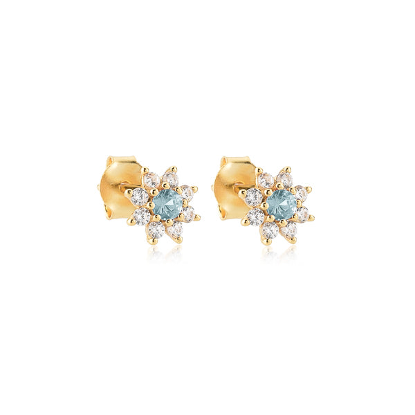 Ice blue crystal flower stud earrings