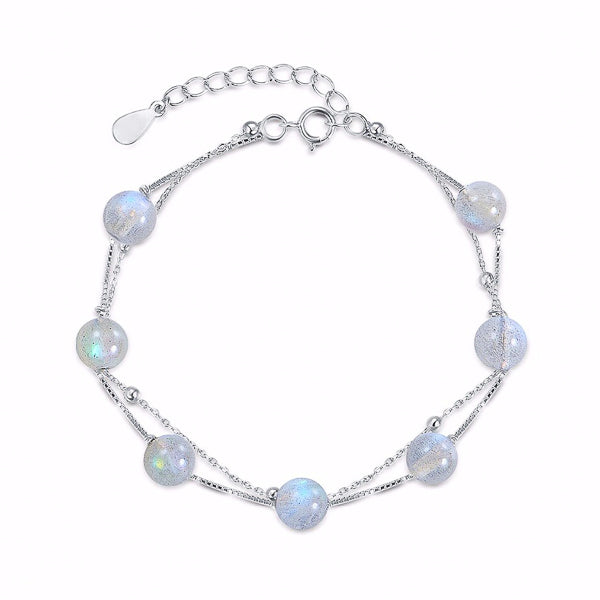 Two-layer labradorite bead bracelet