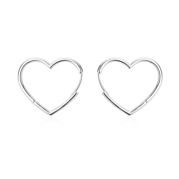 Large silver heart hoop earrings