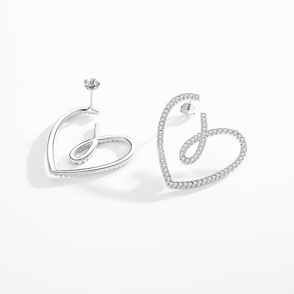 Large designer crystal heart earrings details