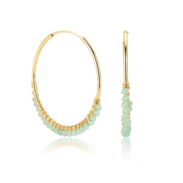 Large turquoise bead hoop earrings