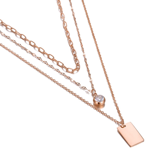 Rose gold necklace with three layers