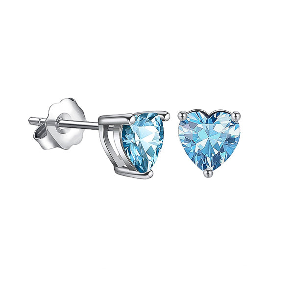 Light blue cubic zirconia heart stud earrings
