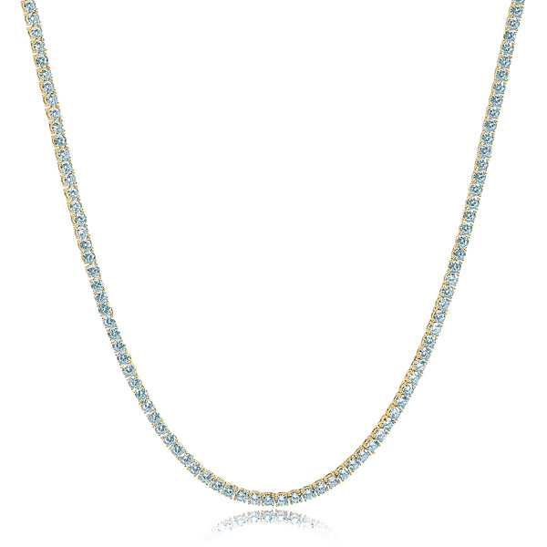 Gold light blue tennis choker necklace