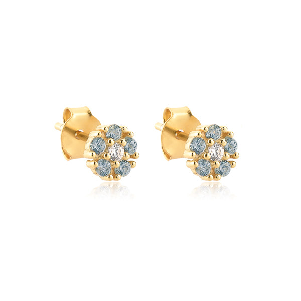 Light blue crystal floral stud earrings