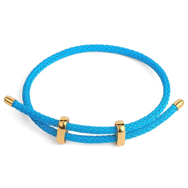 Blue Leather Gold Men Bracelet with Stainless Steel - China Bracelet and  Genuine Leather price | Made-in-China.com