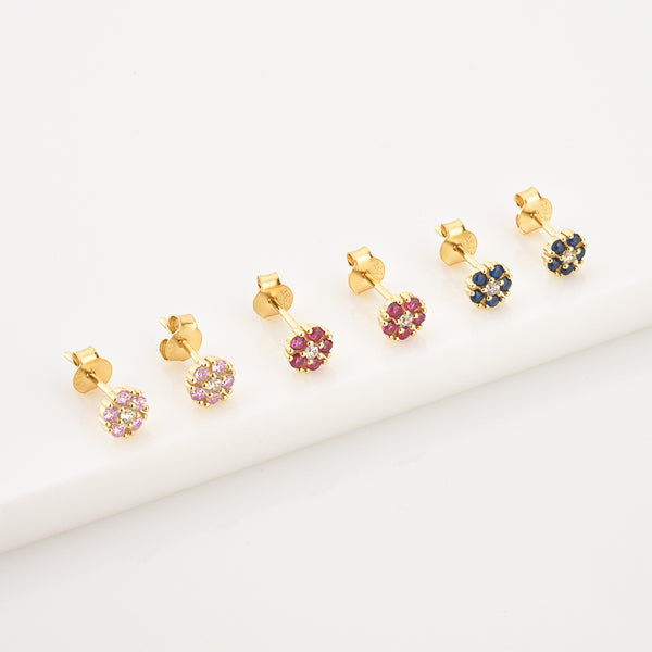 Light pink crystal floral stud earrings details
