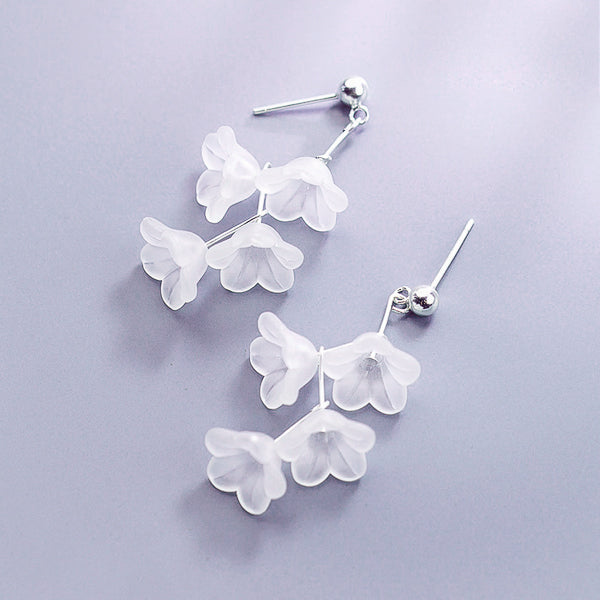 White lily of the valley drop earrings