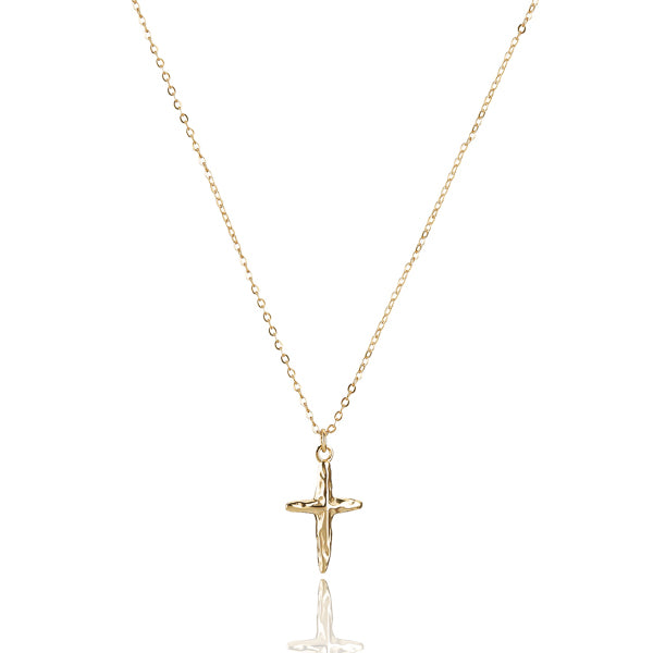 Liquid gold cross pendant necklace