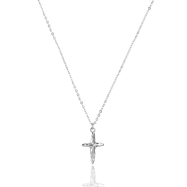 Liquid silver cross pendant necklace