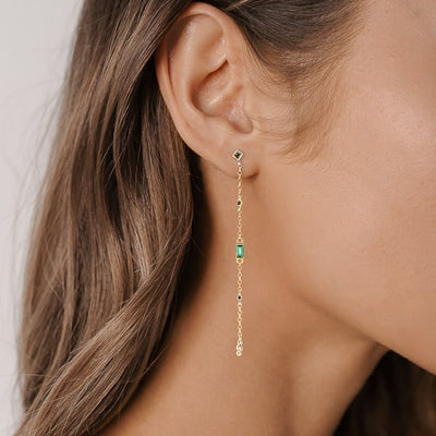 Long gold drop chain earrings
