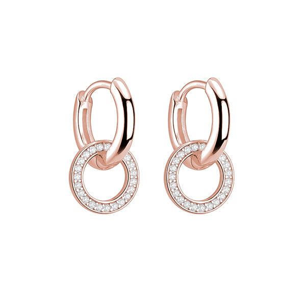 Rose gold cubic zirconia circle hoop earrings