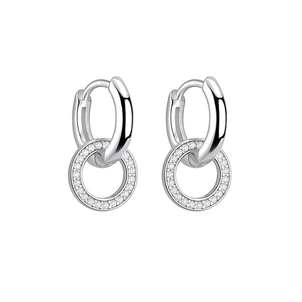 Silver cubic zirconia circle hoop earrings