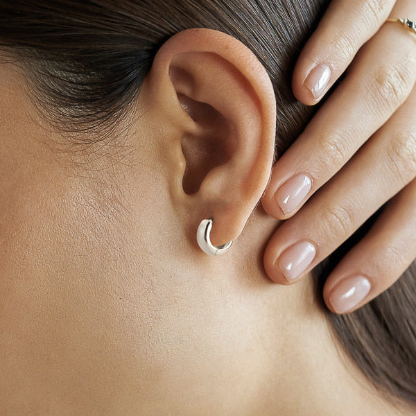 Mini silver huggie hoop earrings