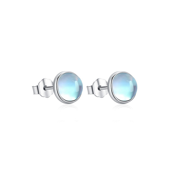 Buy Rainbow Moonstone Stud Earrings-blue Fire Moonstone Mood Earrings-moonstone  Studs for Her-moonstone Solitaire Studs-925 Sterling Silver-168 Online in  India - Etsy