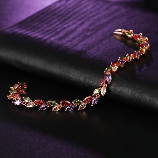 Multicolor crystal leaf bracelet