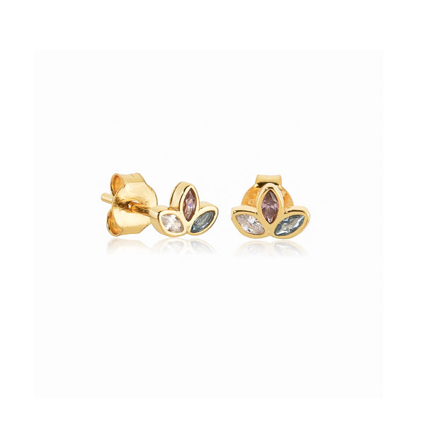 Multicolor lotus flower earrings
